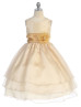 A-line Organza Tea Length Tiered Flower Girl Dress With Flower Sash